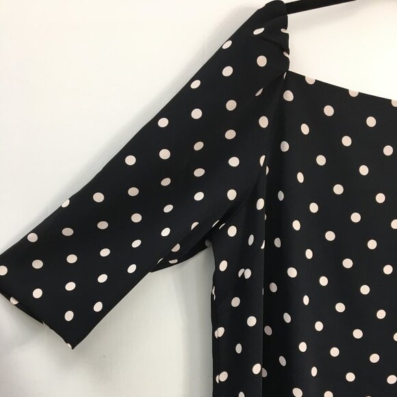 Ann Taylor Black and White Polka Dot Long Sleeve Square Neckline Dress Size 18T - Picture 4 of 8